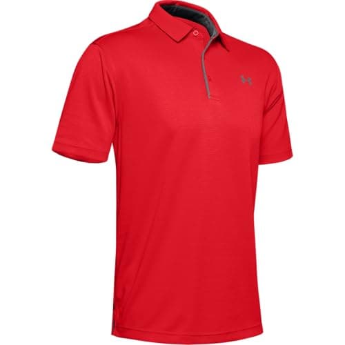 Image of Under Armour Mens Tech Polo Short Sleeve Golf Red M