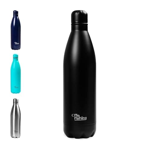 Image of Water Bottle Otto Koning 1L - 1 Litre Stainless Steel Vacuum Insulated Flask - Keeps Cold 24h / Hot 12h - Large Leak Proof & BPA Free Metal Drinks Bottle for Gym, Hiking & Sports