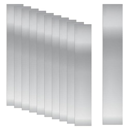 Image of Swpeet 10Pcs 304 Stainless Steel Shim Stock Kit, 1"(Width)× 6"(Length)× 0.002"(Thickness) Metal Shim Stock Strips Thin Metal Shims Sheet for Gap Filler Strip Craft Making