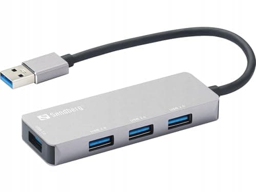 Image of Sandberg External 4-Port Usb 3.0 Pocket Hub Aluminium Usb Powered 5 Year Warrant