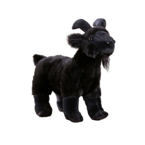 Image of JORCEDI Goat Plush Toy, Realistic Goat Stuffed Animal Cute Standing Goats Plush Doll, for Birthday Party Favors Companions Bedroom Car Home Decor Collectible Goatgifts (18cm,Black)