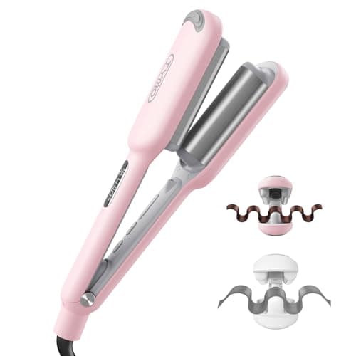Image of TYMO ROVY Hair Waver Crimper - Hair Curler, Deep Waver Curling Iron, Ionic Curling Wand with Ceramic Tourmaline Barrel for Women, Anti-Scald, Quick & Easy, Dual Voltage, Pink 25mm