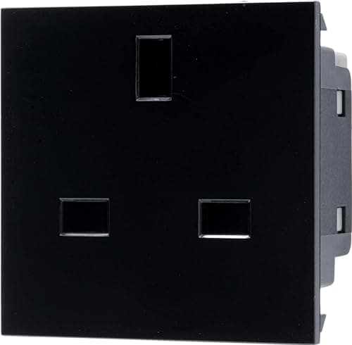 Image of British General EMUKSB Black 13A 2 Module Euro Module UK Unswitched Socket