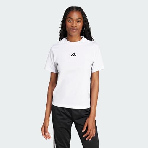Image of adidas Women's Essentials 3-Stripes Cotton T-Shirt, White/Black, S