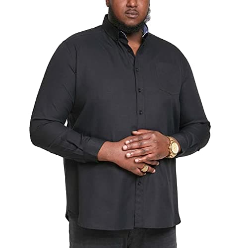 Image of D555 Men's Plus Size Richard Basic Oxford Long Sleeve Shirt in Black 8XL