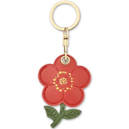 Image of AXFEE 360° Protective Case for AirTag, Cartoon Flowers Leather AirTag Keyring Case, Decorations for Key, Bag, Pet
