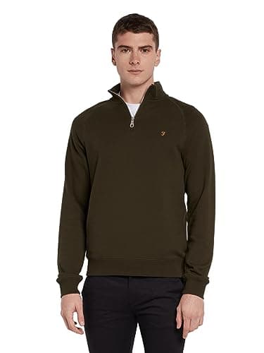 Image of Farah Mens Jim 1/4 Zip Sweatshirt, Evergreen, S UK