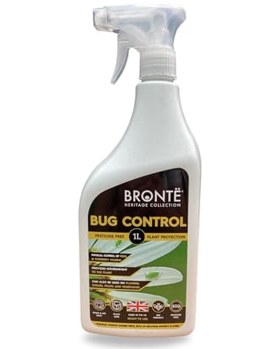 Image of Bronte Heritage Bug & Mildew Control 1L - Ready to Use Bee Friendly Pesticide Free Spray for Whitefly, Aphids, Spider Mites, Mealybugs & Scale - Flower, Fruit & Vegetable Foliar Feed - UK Made