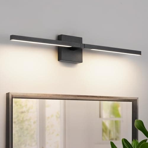 Image of EIDEARAY Black Bathroom Light Fixture 360°,Long Strip LED Wall Lamp 12W Modern Wall Sconce with 4000K LED Vanity Light for Bedroom, Living Room,Bathrooms Sconce Over Mirror IP44