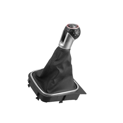 Image of Motoforti 5 Speed Manual Gear Shifter Knob with Cover for VW Golf 6 MK6 GTI | Gearbox Stick Shifter Lever Knob Black and Red Plastic Faux Leather 1 Pcs Long-lasting