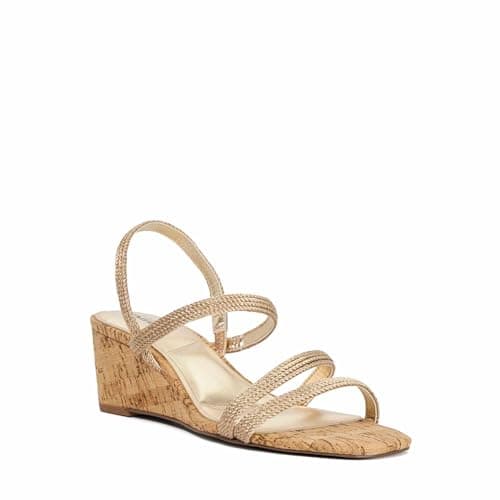 Image of Dune London Ladies Kali Gold Cork Wedges Size UK 7