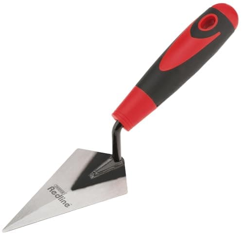 Image of Draper Redline 125mm Trowel | Plastering Tool | Soft Grip Handtools | Pointing Tool | Bucket Trowel | Carbon Steel | 69119