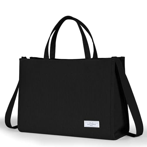 Image of KALIDI Corduroy Tote Bag with Zip, Crossbody Bag Hobo Handbag Shoulder Bag for Women and Girls, Black