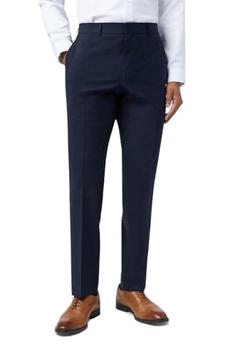 Image of Ted Baker Premium Panama Slim Fit Suit Trousers for Men in Navy Blue