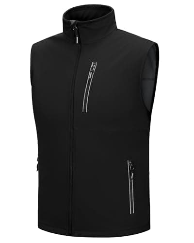 Image of Outdoor Ventures Mens Softshell Gilet Waterproof Windproof Vests Sleeveless Jacket Outerwear with Zip Pockets for Cycling, Hiking, Safari, Golf Black M
