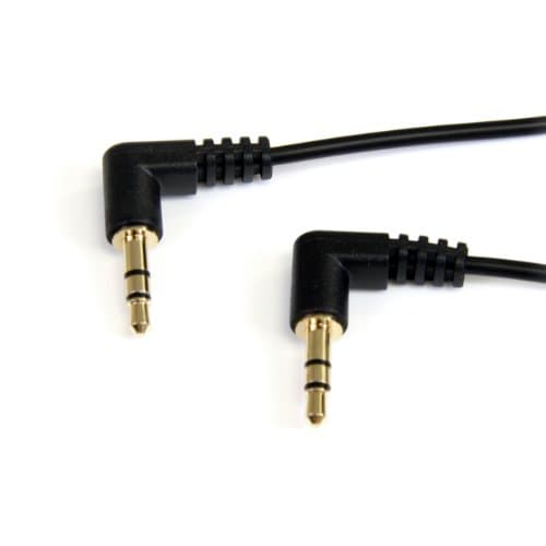 Image of StarTech.com 3 feet Slim 3.5mm Right Angle Stereo Audio Cable - M/M, Black