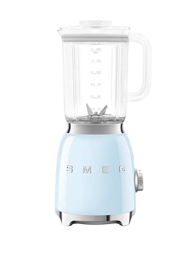 Image of Smeg BLF03PBUK Retro 50's Style Jug Blender with Stainless Steel Blades, 4 Speed Settings and 3 Pre-set Programs, 1.5 Litre, 800W, Pastel Blue