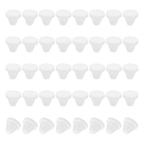 Image of PATIKIL 7mm Diameter Silicone Hole Plug, 40 Pcs Round Snap in Type Locking Furniture Button Protective Cover Cap Head Fit for 7-8mm Hole for Seal Bulkhead Cylinder Hole, White