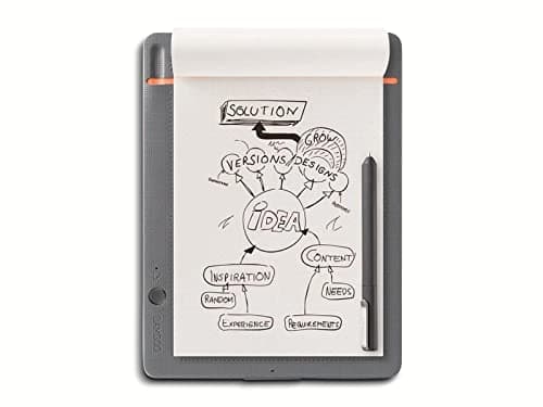 Image of Wacom K100876 Bamboo Slate Digital Notepad A5 (Half Letter Size), Small Smart Notebook with Digitisation Technology Including Stylus with Ballpoint Pen, Compatible with Android and Apple, Grey/Orange