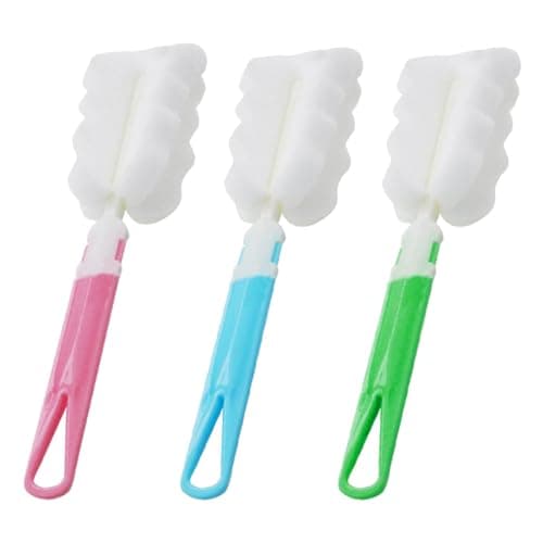 Image of 3 PCS Soft Sponge Foam Bottle Brushes for Cleaning, Long Handle Adjustable Cup Sponge Cleaning Brush Soft Sponge Foam Bottle Brush for Thermos, Mugs, Water Bottles, and Feeding Bottles