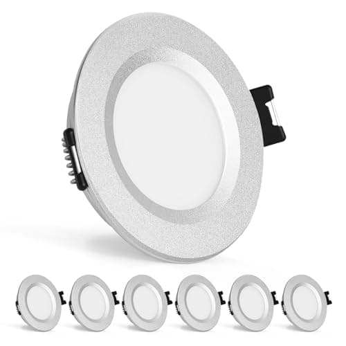 Image of Gr4tec 12V LED Spot Recessed Ceiling Lights Dimmable Alu, 6 x 3W IP44 Campervan Lights 3000K Warm White 84Ra, Hole 58-62mm, 12mm Ultra-Slim, 12V Downlights for Motorhome Boat Kitchens Range Hoods