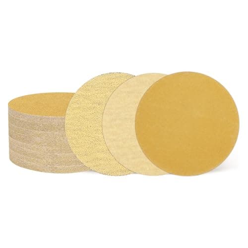 Image of sourcing map 150 Pcs 75mm 3 Inch Sanding Disc 80/180/320 Grit Hook and Loop Sandpaper Aluminum Oxide Random Orbital Sander Pads for Woodworking Automotive Metal, Gold
