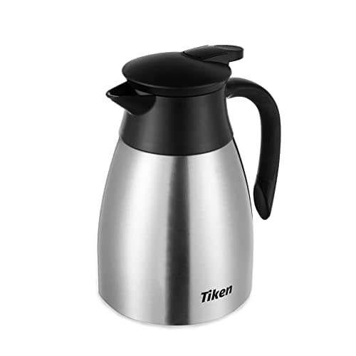 Image of Tiken 1L Thermal Coffee Carafe Jug, Stainless Steel Insulated Vacuum Coffee Pot Flask for Tea Hot and Cold Drinks