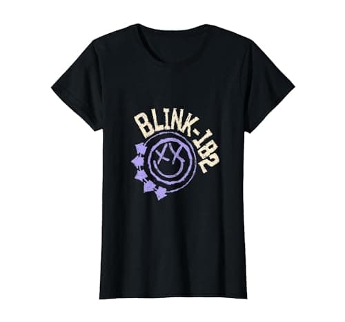 Image of Official Blink-182 Purple Smiley Logo T-Shirt, Women, Black, Large