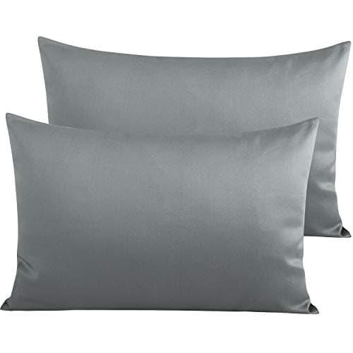 Image of NTBAY 2 Pack 500 Thread Count 100% Egyptian Cotton Pillow Cases, Super Soft Cozy and Breathable Envelope Closure Standard Pillowcases, 50x75 cm, Grey