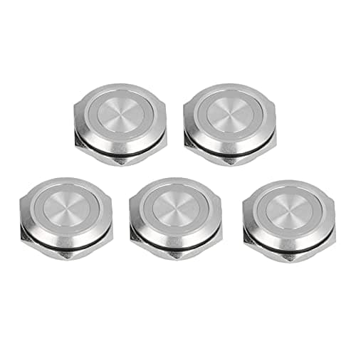 Image of Momentary Push Button Switch 5Pcs Momentary Push Button Switch 25mm Stainless Steel Auto Reset One Normally Open Switch with LED, Electronic Switch (DC12~24V Green)
