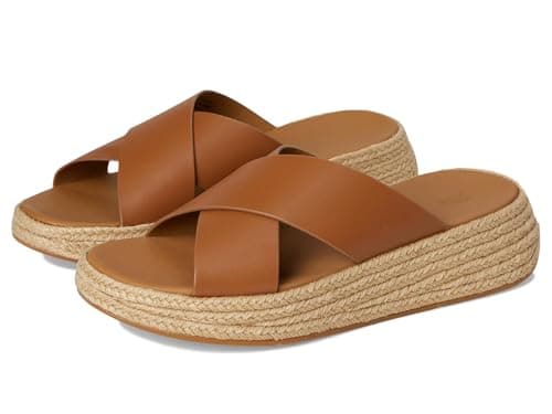 Image of Fitflop F-MODE ESPADRILLE LEATHER FLATFORM CROSS SLIDES