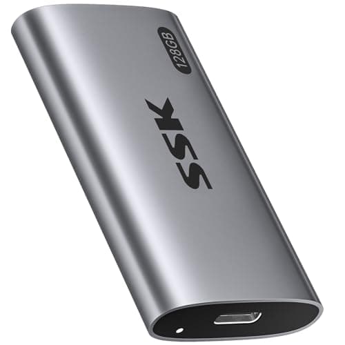 Image of SSK 128 GB SSD External Hard Drive, Portable SSD External Drive Up to 550MB/s, USB 3.2 Gen2 External Solid State Drives for iPhone 15/Pro, Windows, Mac, Android With LED Light, TRIM, SMART Supported