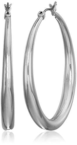 Image of Anne Klein Classics Silvertone Large Oval Hoop Earrings, 0, Silver