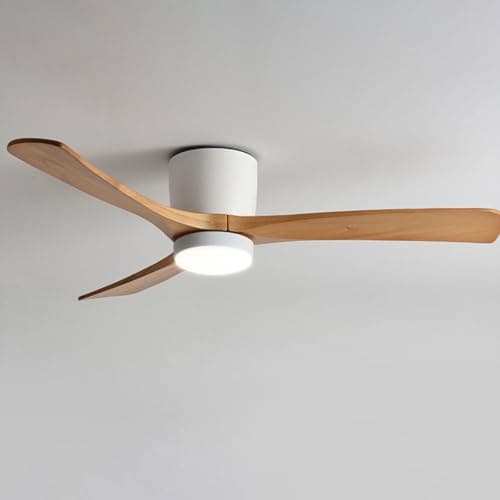 Image of Pilanp Quiet Ceiling Fan with Light Nordic Indoor Ceiling Fan Light Remote 6 Gear Wind Speed Ceiling Fans 12W LED Ceiling Lights Fan Lighting Wooden Blades for Living Room Dining Room Bedroom
