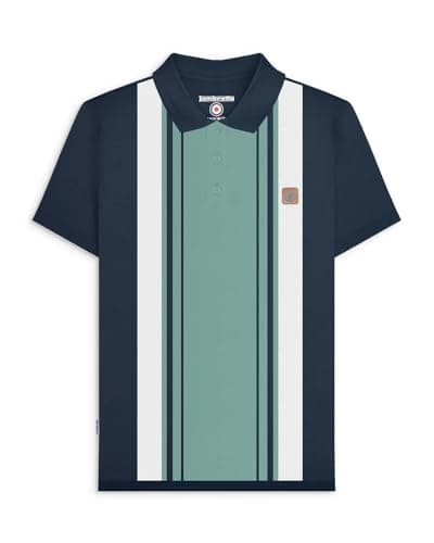 Image of Lambretta Mens Classic Short Sleeve Polo Shirt - Navy/Smoke Blue - 2XL