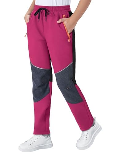 Image of ANGEL CITIZ Waterproof Trousers Kids Lightweight School Cargo Pants Boys' Joggers Work Trousers with 3 Pockets Pink