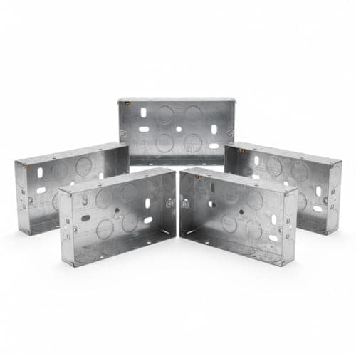 Image of 5 x Double Metal Back Box 25mm Flush Wall Pattress / 2 Gang Electrical Sockets