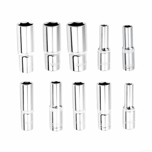 Image of SiSinkal 1/2 Inch Deep Socket Wrench Head, 8-32mm Chrome Vanadium Steel Hexagon Socket, High Torque Ratchet Tool for Automotive Repair, Silver, Length 78mm, 1 Piece(11mm)