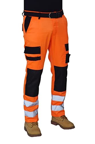 Image of Hashoob Mens Hi Viz Work Trousers Cargo Combat Army Trousers BOP-01 (2BOP5, 36W X 34L)