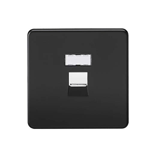 Image of Knightsbridge SFRJ45MB, Screwless Rj45 Network Outlet-Matt Black W/Chrome Shutter