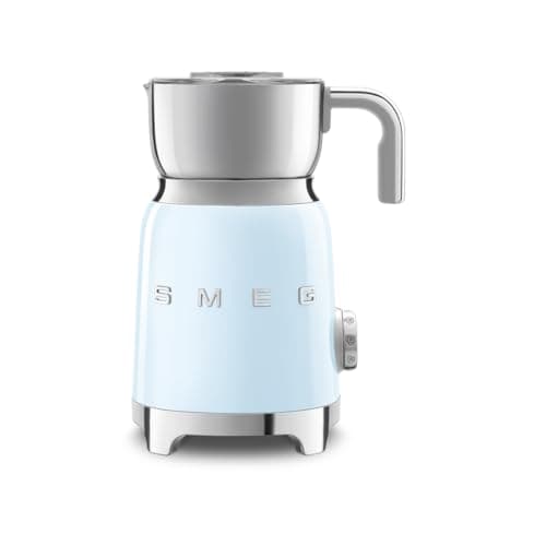 Image of Smeg Retro 50's Style Milk Frother with 2 Disks 6 Preset Programs Hot or Cold Frothing and Induction Heating (Pastel Blue)
