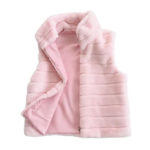 Image of RLEHJN Faux Fur Gilet Women Teddy Fleece Gilets and Bodywarmers Warm Vest Jacket Solid Color Cozy Quilted Gilets Winter Plain Sleeveless Padded Coats Stand Collar Zip Up Waistcoat Ladies Body Warmer