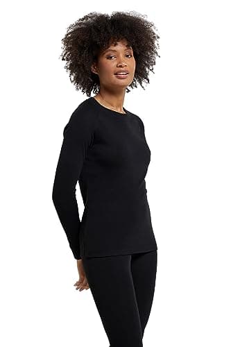 Image of Mountain Warehouse Talus Womens Long Sleeves Baselayer Top - Thermal Underwear, Lightweight, Breathable, Warm & Easy Care - Autumn, Winter & Outdoors Black (Round Neck) Women's Size 10
