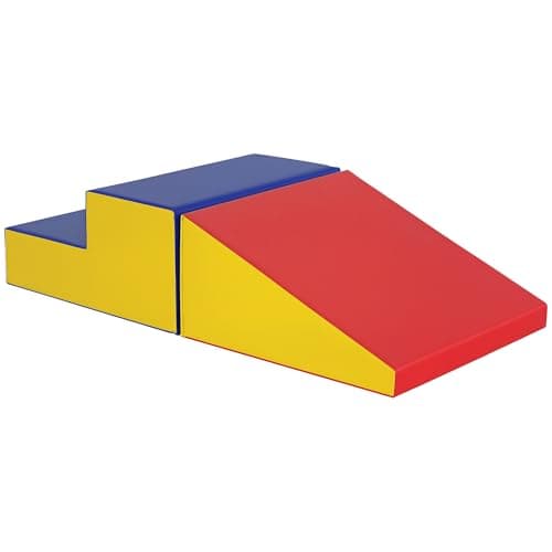 Image of HOMCOM Soft Play Set, 2-Piece Kids Climb and Crawl Foam Play Activity Toys, Soft Climb Equipment for Toddlers 12-36 Months, Red