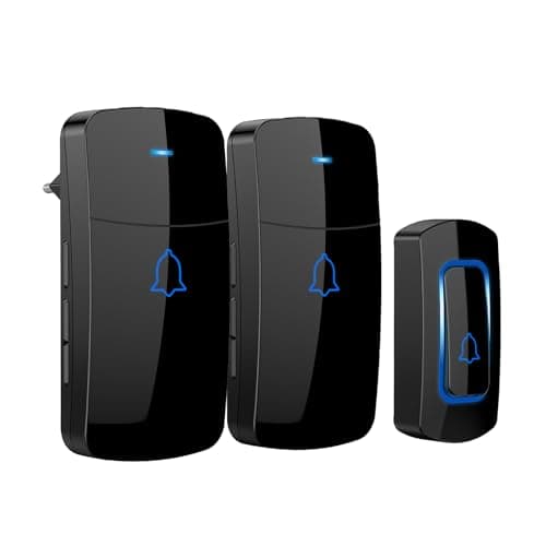 Image of AVANTEK Wireless Doorbell, 1300 ft Long Range Door Chime Kit, IP55 Waterproof, 52 Melodies, Up to 115dB Volume and LED Flash with 2 Plug-in Receivers & 1 Push Button, Black