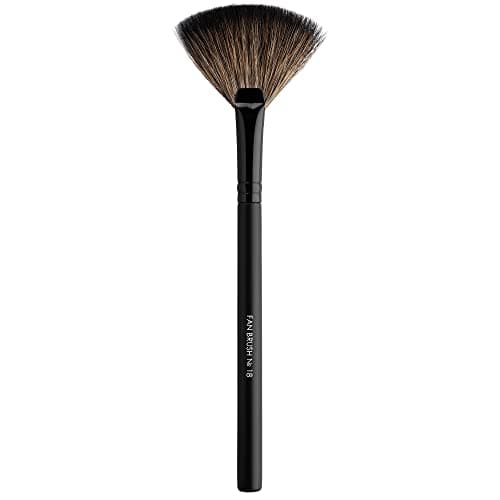 Image of Impala Brush Fan N18 Natural Bristles Face and Body for Pressed or Loose Powder Makeup - flat fan shaped