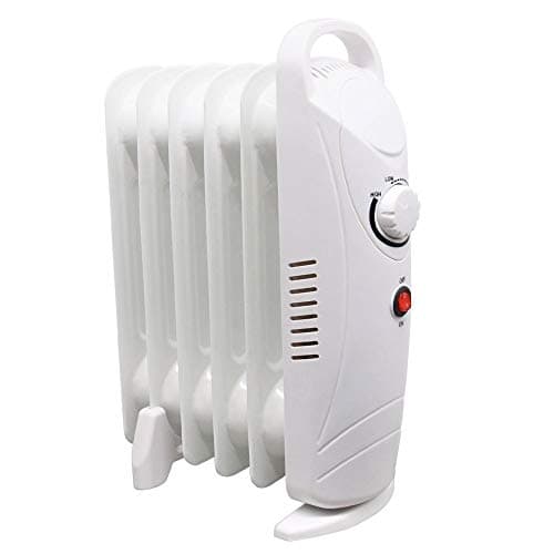 Image of Warmehaus Mini Electric Portable Oil Filled Radiator 6 Fin - Portable Electric Freestanding Heater - 800W - Adjustable Temperature Thermostat - Gloss White