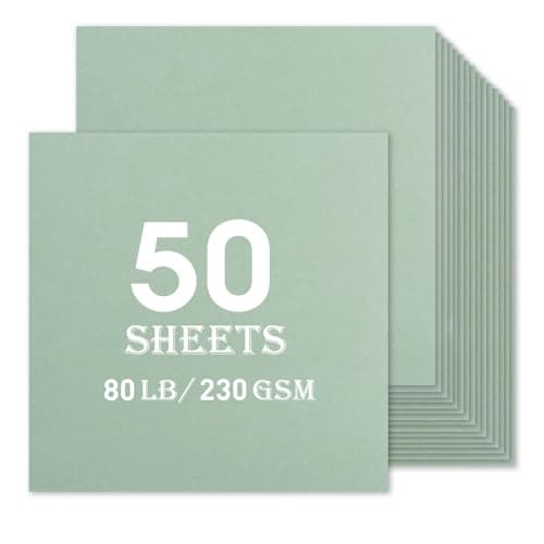 Image of Sage Green Cardstock 50 sheets, 12” x 12” Cardstock Paper Bulk Construction Paper,230GSM Card Stock Printer Paper Scrapbooking Supplies for Diy Crafts Cricut Card Making