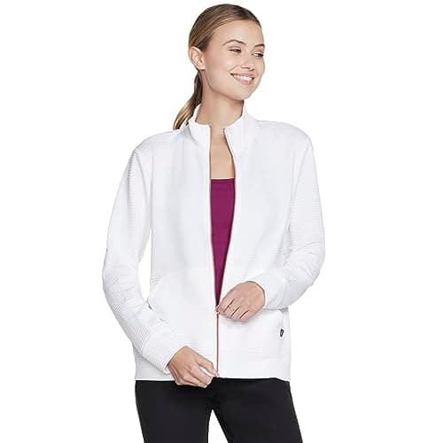 Image of Skechers Women's Hoodless Hoodie Gowalk Everywhere Jacket Sweatshirt, 100 Wht White, L