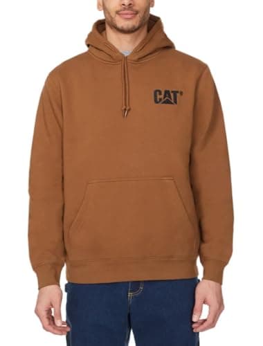 Image of CAT Caterpillar Men's Trademark Hoodies with Embroidered Front Logo, Light Brown, XL
